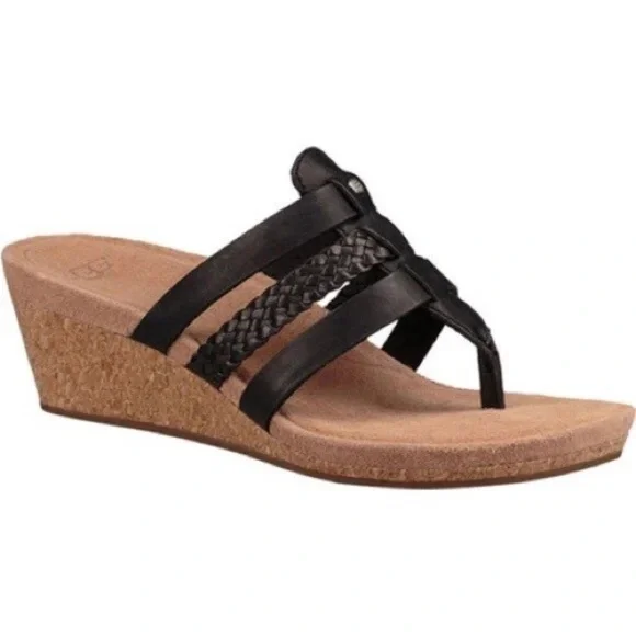 UGG Black and Brown Cork Sandals s-l400.jpg main image 3